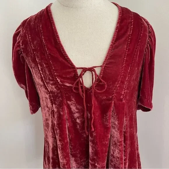 ✨ Free People Ivy Velvety Babydoll Tunic | Dark Berry | XS ✨ - Picture 3 of 13